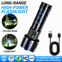 Lampe torche LED et UV 20W 1000 Lumens, rechargeable par USB, en aluminium, IP66, faisceau spot, SOS, pour camping et situations d'urgence
