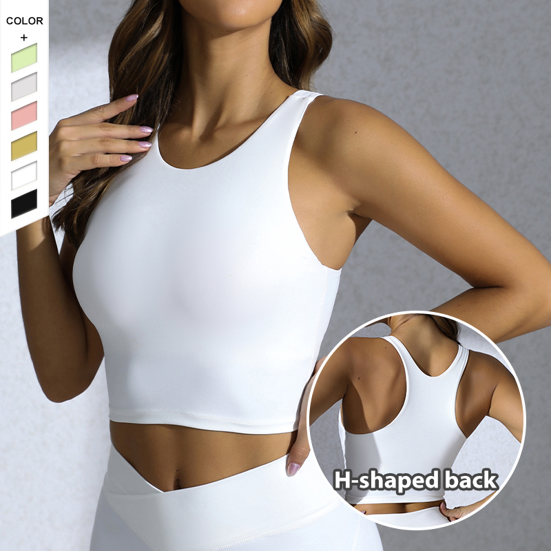 2025 New Fashion Sexy Round Neck Tight Shock-Proof Yoga Bra Women's Beauty Back Nude Running Sports Underwear With Chest Pad