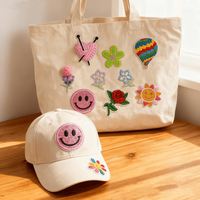 XP-Factory Direct Vestes et sacs en jean imperméables avec patch brodé en chenille motif fleur et cœur, respirants, lavables et écologiques