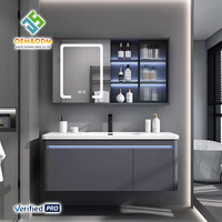 Ensemble de meuble-lavabo de salle de bain moderne en bois massif, style ferme, étanche, avec robinet mural en cuivre et lavabo en céramique, pour chambre et salle à manger