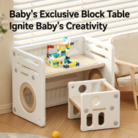 Table et chaise multifonctionnelles 4-en-1 pour enfants, pliables, avec bureau de construction, chevalet d'art et rangement pour jouets, pour chambre et école