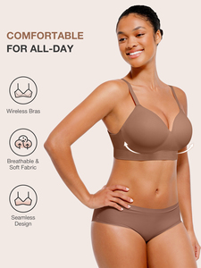 Bán buôn mềm ẩn trở lại chất béo Shapewear Áo ngực đẩy lên áo ngực Wirefree V cổ độn t Áo sơ mi hỗ trợ áo ngực - Product Image 3