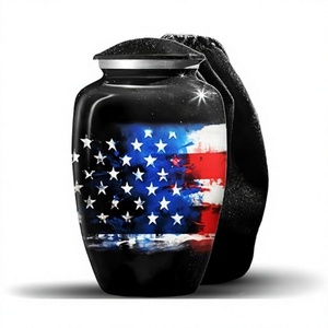 Urna Funeraria Decorativa Patriótica con Bandera Americana, Urnas Grandes para Cenizas Humanas con Bolsa de Terciopelo Gratis - Product Image 1