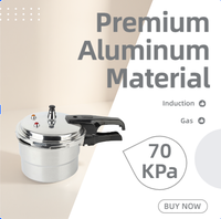 Casserole à pression universelle en aluminium poli de 3 litres, compatible avec les cuisinières à gaz et à induction, avec plaque de cuisson vapeur, respectueuse de l'environnement