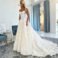 Robe de mariée principale de luxe en dentelle brodée de style forêt française, nouvelle collection 2026, avec traîne