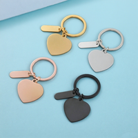 Porte-clés personnalisable Ywyougang en acier inoxydable avec cœur et étiquette, double breloque vintage style dessin animé pour cadeau personnalisé