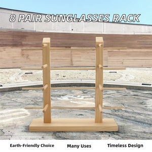 8 Pairs Classic Wooden & Stainless Steel Sunglasses Display Stands for Retail Store Exhibition Collection Storage Shelves Units - Product Image 3