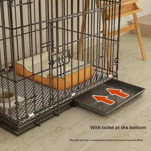 Cage pour chien pliable en fer, grande cage de transport renforcée avec plateau en plastique, XXL 33 pouces, noire, vente en gros - Product Image 5
