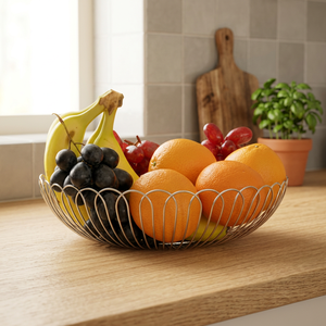 Panier à fruits en fil métallique rond, minimaliste, pour rangement de cuisine, facile à nettoyer, bol en métal à un seul niveau - Product Image 6