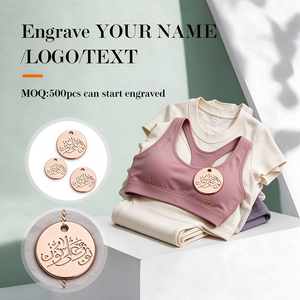 Étiquette métallique ronde personnalisée à coudre, logo ajouré, anti-corrosion pour vêtements et maillots de bain - Product Image 1