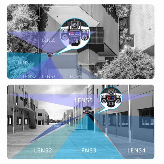 Wistino 6MOTOR 16MP 5Lens Outdoor Solar Security Camera 360° PTZ Tracking Smart Human Detection 4G Solar Power Camera