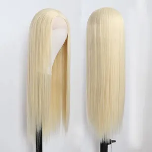 Synthetic Hair Wholesale Long Straight 613 Blonde Futura Heat Resistant Fiber Wigs Glueless Lace Front Synthetic Wig For Women
