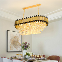 Lampe de décoration en verre métallique ovale moderne pour salon, Villa, lampes de luxe, lustre suspendu en cristal pour la maison