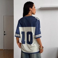 Camiseta Retro de Fútbol Americano para Mujer, Estilo Hip Hop, Holgada, Transpirable, de Manga Corta, Informal y a la Moda