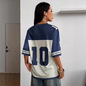 Camiseta Retro de Fútbol Americano para Mujer, Estilo Hip Hop, Holgada, Transpirable, de Manga Corta, Informal y a la Moda - Product Image 1