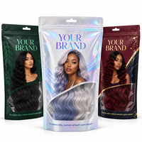 Sacs d'emballage personnalisés pour perruques, sacs en plastique transparents pour extensions de cheveux, sacs de rangement transparents à fermeture éclair pour perruques, vente en gros pour salons et usage domestique