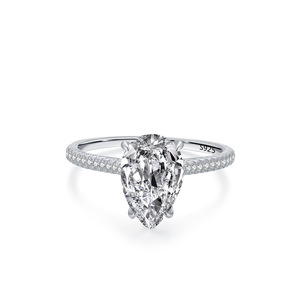 Bague en argent sterling 925 avec <span class=keywords><strong>diamant</strong></span> moissanite, bague élégante en forme de poire avec <span class=keywords><strong>diamant</strong></span> de <span class=keywords><strong>3</strong></span> <span class=keywords><strong>carats</strong></span>, bague luxueuse et haut de gamme, décoration - Product Image 1