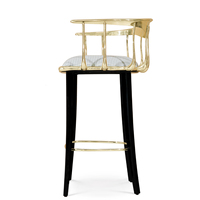 Chaise de bar avant-gardiste de haute qualité française, en laiton plaqué or, siège en velours, design moderne, fauteuil de salle à manger