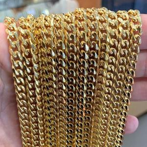 Collar de Acero Inoxidable Chapado en Oro de 14K y 18K Personalizado, Cadena Cubana para Hombre y Mujer con Múltiples Anchos y Longitudes - Product Image 1