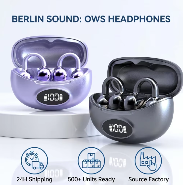 2026 New ANC Wireless Clip-on TWS Earbuds, Noise Reduction USB-C Headset with Digital Power Display