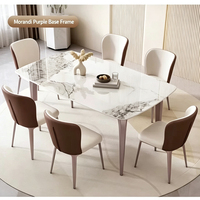 Ensemble de table à manger carrée en pierre frittée brillante Adenuo Light Luxury, style italien moderne, chaises de salle à manger convertibles écologiques pour la maison