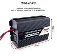 Chargeur de batterie Li-ion JYINS AC DC 20A pour voitures électriques, boîtier en alliage d'aluminium, certifié CE, prises EU/AU/UK/US, sortie 24V/12V