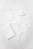 Broderie personnalisée nouveau-né bébé fille Footie Set solide rose coton Picot garniture vêtements pour bébés bavoir chapeau couverture Burp tissu Outfit2025