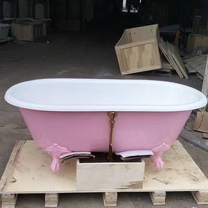 <span class=keywords><strong>Bañera</strong></span> de hierro fundido independiente de doble extremo con diseño tradicional <span class=keywords><strong>Princess</strong></span> Pink de 1530 mm de largo para baños pequeños - Product Image 1