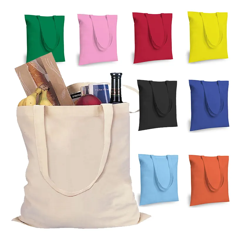 Custom Logo Printed Plain Organic Cotton Zipper Reusable Tote Canvas Shopping eco-friendly Bag