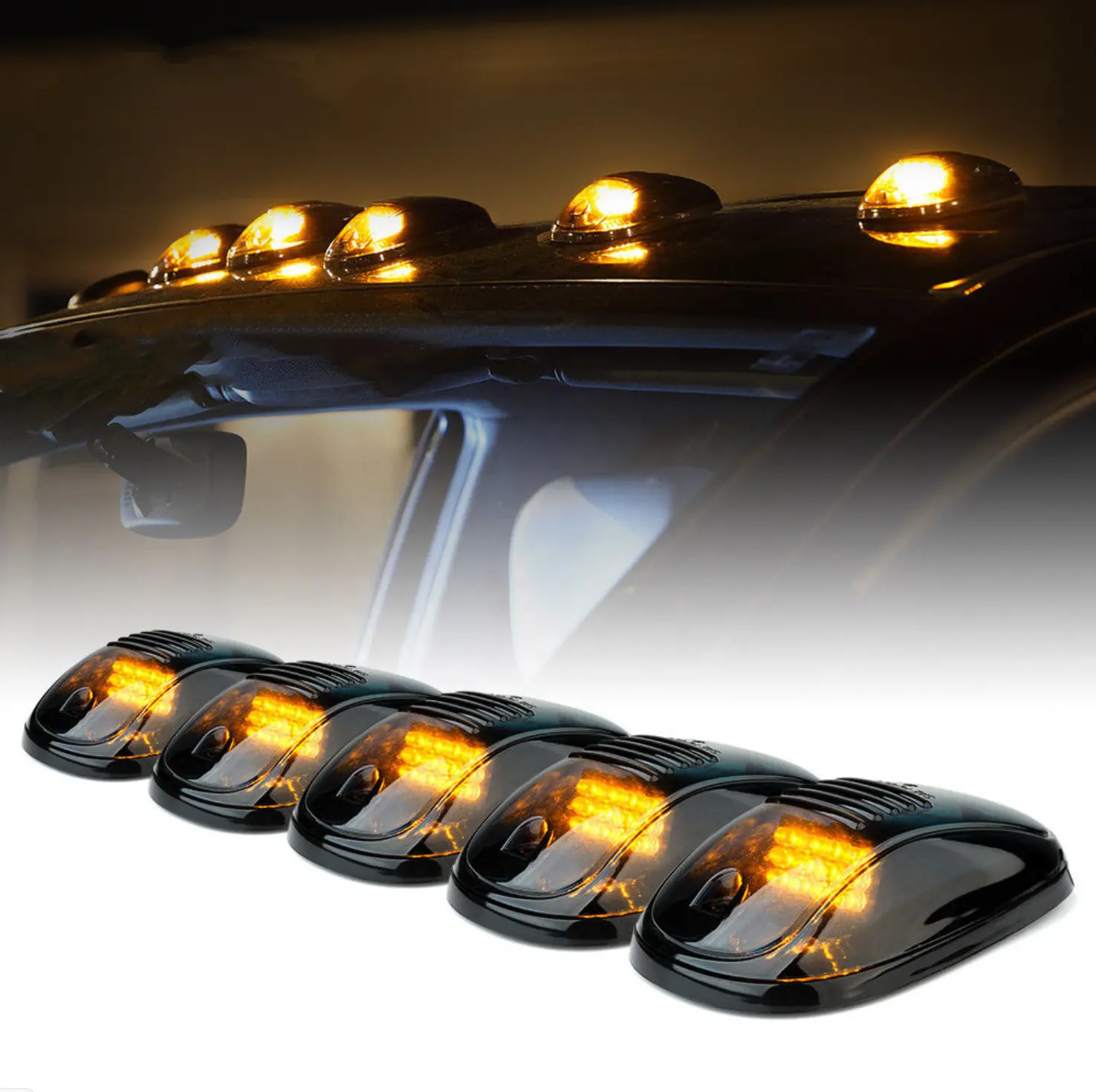 5 Stück Smoked Amber / White Cab Dach markierung Lauflicht LED-Fahren für Auto SUV Pick-UP für F150 für Dodge RAM LKW-Zubehör