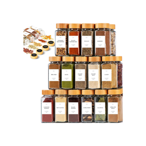 Ensemble de pots à épices en verre, bambou et bois, écologiques, compatibles lave-vaisselle, pour sel et poivre, marque privée - Product Image 1