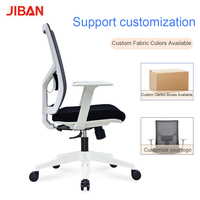 Chaise en maille à cadre blanc, sans appui-tête, accoudoirs fixes, inclinaison manuelle, pivotante, ergonomique, pour bureau, vente en gros