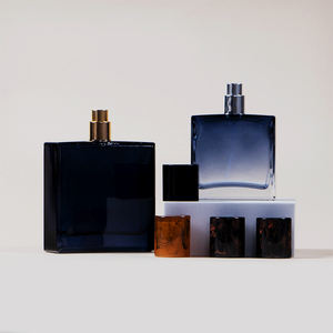 Baja MOQ 30ML 50ML Hombres Oscuro Gradiente Azul Rectángulo Vidrio Perfume Spray Botellas Con Tapa - Product Image 4