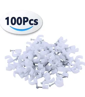 100 Buah Klip Kabel Bulat 4Mm Dapat Dikemas dengan Kepala Kartu Kertas Biru Alat Perkakas Paku Tetap Berkualitas Tinggi 600 Tas/CTN