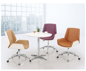 <span class=keywords><strong>Chaise</strong></span> <span class=keywords><strong>de</strong></span> réunion pivotante réglable en hauteur, dossier moyen, en cuir, pour bureau à domicile - Product Image 4