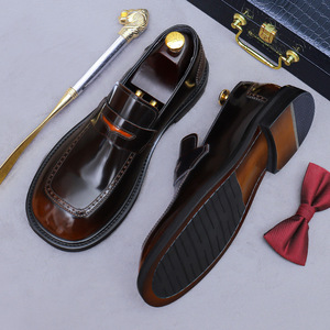 Zapatos de cuero con punta redonda para hombre, cuero genuino, estilo informal, acabado pintado, piel de vaca, zapatos casuales, formales y de negocios - Product Image 2
