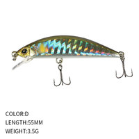 Leurre de pêche japonais submergé Mino 55mm/3.5g pour poisson blanc et noir, leurre artificiel bionique dur 9197