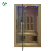 Sauna extérieur en bois massif de conception moderne pour 2 personnes, mini cube avec fonction infrarouge lointain
