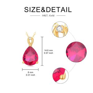 SGARIT Collares de Oro Sólido de 14K con Piedras Preciosas de Nacimiento para Mujer, Delicado Colgante de Piedra Preciosa de Nacimiento en Forma de Pera de 3 Quilates - Product Image 2
