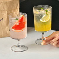 Verre à pied côtelé style INS, à rayures verticales, pour desserts, glaces, vin, cocktails, jus et boissons froides, pour café et bar