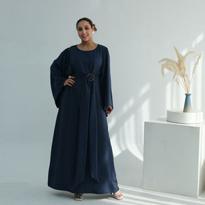 Robes modestes B2B, vêtements islamiques, robes pour femmes, nouvelle abaya d'été pour femmes, robe musulmane avec ceinture amovible et boucle en <span class=keywords><strong>bois</strong></span> - Product Image 2
