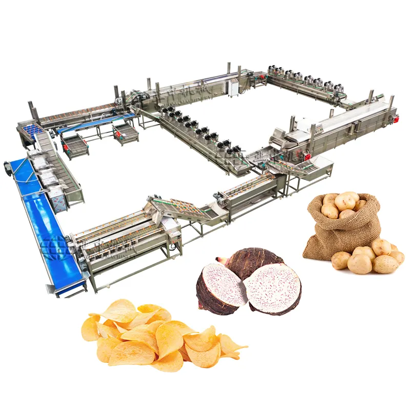 Cina fornitore automatico di patate naturale chip linea di produzione della macchina/patate fresche chip linea di produzione