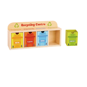 Centro de clasificación de reciclaje educativo de madera Contenedores de clasificación para niños Juego de basura Juguete para niños - Product Image 1