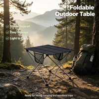 Table pliante moderne pour le camping en plein air, portable, plateau en tissu Oxford, cadre en aluminium, légère, robuste, durable, maille, pique-nique