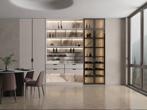 Étagère en bois Bibliothèque murale intégrée Personnalisable Salon Bibliothèque Panneau stratifié Cave à vin Meubles de salon Affichage - Product Image 2