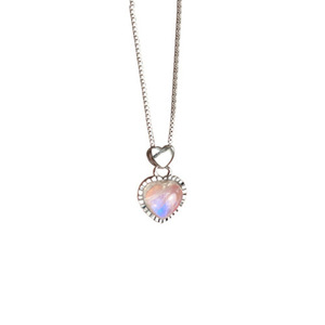 Heart Shape Moonstone Necklace Silver Chain Women's Clavicle Jewelry Gift Elegant Fashion Accessory - Product Image 5