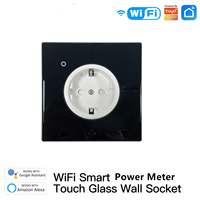 Aplicación de enchufe de Panel de vidrio templado Control remoto por voz Interruptor de enchufe de pared inteligente de la UE Funciona con la aplicación Tuya Smart Life