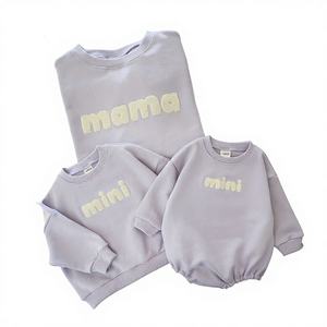 Hongbo OEM Embroidered Wholesale Baby Clothes <strong>Jumpers</strong> Newborn Cute Onesie Long Sleeve Mother and Me Outfits Romper Sweatshirts - Product Image 1