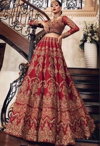 Atiya libas ดั้งเดิมอินเดีย/ปากีสถานชุดเจ้าสาว lehenga choli ชุดหนัก zardozi ปักวัสดุอะซิเตททำจาก uttar Pradesh - Product Image 2