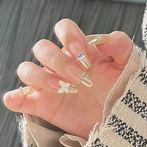 Long Ballet Métal Champagne Français Aurora Cristal Papillon Portant Nail Chaîne Diamant Nail Nail <span class=keywords><strong>Film</strong></span> 24 pièces Coffret - Product Image 1